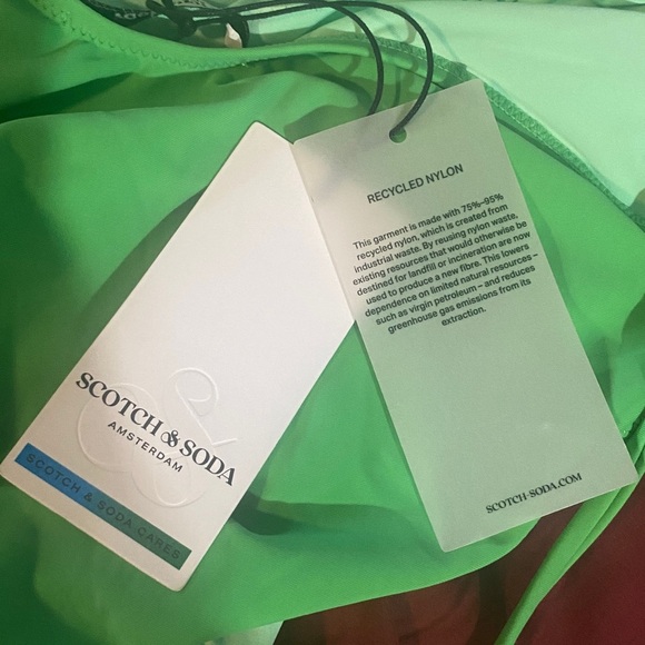 NEW SCOTCH &SODA AMSTERDAM GREEN SWIMSUIT ONE PIECE HIGH CUT SIDES BACKLESS SZ S - Picture 3 of 5